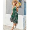 imageZeagoo Womens Summer Sleeveless Dress Floral Beach Sundress Casual Crewneck High Waist ALine Midi Tank Dresses with PocketsGreen Floralpa171