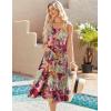 imageZeagoo Womens Summer Sleeveless Dress Floral Beach Sundress Casual Crewneck High Waist ALine Midi Tank Dresses with PocketsGreen Leafzw392