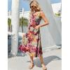 imageZeagoo Womens Summer Sleeveless Dress Floral Beach Sundress Casual Crewneck High Waist ALine Midi Tank Dresses with PocketsGreen Leafzw392