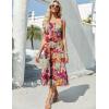 imageZeagoo Womens Summer Sleeveless Dress Floral Beach Sundress Casual Crewneck High Waist ALine Midi Tank Dresses with PocketsGreen Leafzw392