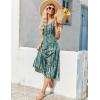 imageZeagoo Womens Summer Sleeveless Dress Floral Beach Sundress Casual Crewneck High Waist ALine Midi Tank Dresses with PocketsGreencx259