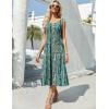 imageZeagoo Womens Summer Sleeveless Dress Floral Beach Sundress Casual Crewneck High Waist ALine Midi Tank Dresses with PocketsGreencx259