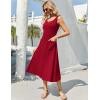 imageZeagoo Womens Summer Sleeveless Dress Floral Beach Sundress Casual Crewneck High Waist ALine Midi Tank Dresses with PocketsRedtr