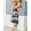 imageZeagoo Womens Summer Sleeveless Dress Floral Beach Sundress Casual Crewneck High Waist ALine Midi Tank Dresses with PocketsWhiteblack Patternzr231