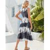 imageZeagoo Womens Summer Sleeveless Dress Floral Beach Sundress Casual Crewneck High Waist ALine Midi Tank Dresses with PocketsWhiteblack Patternzr231