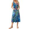 imageZeagoo Womens Summer Sleeveless Dress Floral Beach Sundress Casual Crewneck High Waist ALine Midi Tank Dresses with PocketsBlue Floral 02wf23