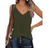 imageZeagoo Womens V Neck Camisole Tank Top Strap Sleeveless T Shirt Casual Loose Vest Blouse  SXXLDeep Army Green