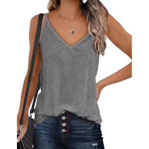 imageZeagoo Womens V Neck Camisole Tank Top Strap Sleeveless T Shirt Casual Loose Vest Blouse  SXXLDeep Grey