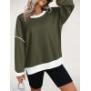 imageZeagoo Women Crewneck Sweatshirts Pullover Tops Long Sleeve Shirts Loose Fit Tops Casual Fall Outfits Y2K Clothes 2024Army Green