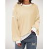 imageZeagoo Women Crewneck Sweatshirts Pullover Tops Long Sleeve Shirts Loose Fit Tops Casual Fall Outfits Y2K Clothes 2024Beige