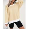 imageZeagoo Women Crewneck Sweatshirts Pullover Tops Long Sleeve Shirts Loose Fit Tops Casual Fall Outfits Y2K Clothes 2024Beige