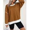 imageZeagoo Women Crewneck Sweatshirts Pullover Tops Long Sleeve Shirts Loose Fit Tops Casual Fall Outfits Y2K Clothes 2024Brown
