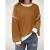 imageZeagoo Women Crewneck Sweatshirts Pullover Tops Long Sleeve Shirts Loose Fit Tops Casual Fall Outfits Y2K Clothes 2024Brown