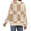 imageZeagoo Women Crewneck Sweatshirts Pullover Tops Long Sleeve Shirts Loose Fit Tops Casual Fall Outfits Y2K Clothes 2024Khakiplaid