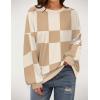 imageZeagoo Women Crewneck Sweatshirts Pullover Tops Long Sleeve Shirts Loose Fit Tops Casual Fall Outfits Y2K Clothes 2024Khakiplaid