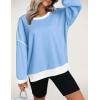 imageZeagoo Women Crewneck Sweatshirts Pullover Tops Long Sleeve Shirts Loose Fit Tops Casual Fall Outfits Y2K Clothes 2024Light Blue