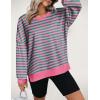 imageZeagoo Women Crewneck Sweatshirts Pullover Tops Long Sleeve Shirts Loose Fit Tops Casual Fall Outfits Y2K Clothes 2024Pinkblue