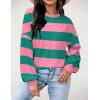 imageZeagoo Women Crewneck Sweatshirts Pullover Tops Long Sleeve Shirts Loose Fit Tops Casual Fall Outfits Y2K Clothes 2024Pinkgreen