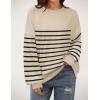 imageZeagoo Women Crewneck Sweatshirts Pullover Tops Long Sleeve Shirts Loose Fit Tops Casual Fall Outfits Y2K Clothes 2024Stripe1