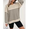 imageZeagoo Women Crewneck Sweatshirts Pullover Tops Long Sleeve Shirts Loose Fit Tops Casual Fall Outfits Y2K Clothes 2024Stripe1