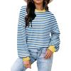 imageZeagoo Women Crewneck Sweatshirts Pullover Tops Long Sleeve Shirts Loose Fit Tops Casual Fall Outfits Y2K Clothes 2024Whiteblue