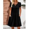 imageZeagoo Womens Casual ALine Dresses with Pockets Summer Floral Tshirt Dress Short Sleeve Mini Dress Flowy SundressesBlack