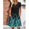 imageZeagoo Womens Casual ALine Dresses with Pockets Summer Floral Tshirt Dress Short Sleeve Mini Dress Flowy SundressesBlack Blueprinted
