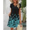 imageZeagoo Womens Casual ALine Dresses with Pockets Summer Floral Tshirt Dress Short Sleeve Mini Dress Flowy SundressesBlack Blueprinted