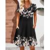 imageZeagoo Womens Casual ALine Dresses with Pockets Summer Floral Tshirt Dress Short Sleeve Mini Dress Flowy SundressesBlack Khaki Printed