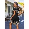 imageZeagoo Womens Casual ALine Dresses with Pockets Summer Floral Tshirt Dress Short Sleeve Mini Dress Flowy SundressesBlack Khaki Printed