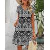 imageZeagoo Womens Casual ALine Dresses with Pockets Summer Floral Tshirt Dress Short Sleeve Mini Dress Flowy SundressesBlackprinted