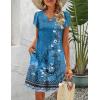 imageZeagoo Womens Casual ALine Dresses with Pockets Summer Floral Tshirt Dress Short Sleeve Mini Dress Flowy SundressesBlue Floral2