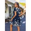 imageZeagoo Womens Casual ALine Dresses with Pockets Summer Floral Tshirt Dress Short Sleeve Mini Dress Flowy SundressesBlue Whiteprinted