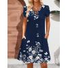 imageZeagoo Womens Casual ALine Dresses with Pockets Summer Floral Tshirt Dress Short Sleeve Mini Dress Flowy SundressesBlue Whiteprinted