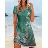 imageZeagoo Womens Casual ALine Dresses with Pockets Summer Floral Tshirt Dress Short Sleeve Mini Dress Flowy SundressesGreenprinted