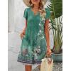 imageZeagoo Womens Casual ALine Dresses with Pockets Summer Floral Tshirt Dress Short Sleeve Mini Dress Flowy SundressesGreenprinted