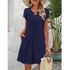 imageZeagoo Womens Casual ALine Dresses with Pockets Summer Floral Tshirt Dress Short Sleeve Mini Dress Flowy SundressesNavy Blue