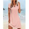 imageZeagoo Womens Casual ALine Dresses with Pockets Summer Floral Tshirt Dress Short Sleeve Mini Dress Flowy SundressesPink Round Dot