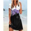 imageZeagoo Womens Casual ALine Dresses with Pockets Summer Floral Tshirt Dress Short Sleeve Mini Dress Flowy SundressesPurple Floralprinted