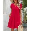 imageZeagoo Womens Casual ALine Dresses with Pockets Summer Floral Tshirt Dress Short Sleeve Mini Dress Flowy SundressesRed