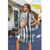 imageZeagoo Womens Casual ALine Dresses with Pockets Summer Floral Tshirt Dress Short Sleeve Mini Dress Flowy SundressesWhite Blackprinted