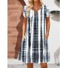 imageZeagoo Womens Casual ALine Dresses with Pockets Summer Floral Tshirt Dress Short Sleeve Mini Dress Flowy SundressesWhite Blackprinted