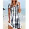 imageZeagoo Womens Casual ALine Dresses with Pockets Summer Floral Tshirt Dress Short Sleeve Mini Dress Flowy SundressesWhite Blackprinted