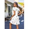 imageZeagoo Womens Casual ALine Dresses with Pockets Summer Floral Tshirt Dress Short Sleeve Mini Dress Flowy SundressesWhiteprinted