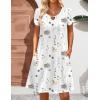 imageZeagoo Womens Casual ALine Dresses with Pockets Summer Floral Tshirt Dress Short Sleeve Mini Dress Flowy SundressesWhiteprinted
