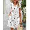 imageZeagoo Womens Casual ALine Dresses with Pockets Summer Floral Tshirt Dress Short Sleeve Mini Dress Flowy SundressesWhiteprinted