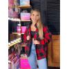 imageZeagoo Womens Cozy Fleece Jacket Western Aztec Print Button Down Coat with Pockets Casual Warm Outwear 2024Black Plaid