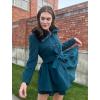 imageZeagoo Womens Fashion Faux Fur Lapel DoubleBreasted Thick Wool Trench Coat Winter Warm Jacket S2XLBlue Green
