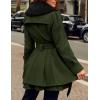 imageZeagoo Womens Fashion Faux Fur Lapel DoubleBreasted Thick Wool Trench Coat Winter Warm Jacket S2XLNewarmy Green