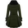 imageZeagoo Womens Fashion Faux Fur Lapel DoubleBreasted Thick Wool Trench Coat Winter Warm Jacket S2XLNewarmy Green